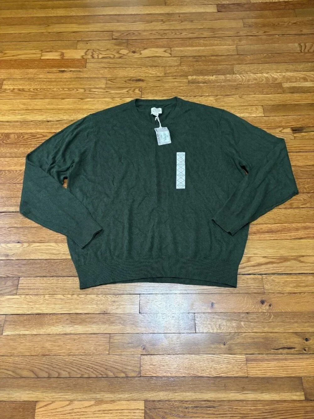 St John's Bay Mens V-Neck Sweater Sz 2XL XXL Green Heather Pullover Knit NWT $42
